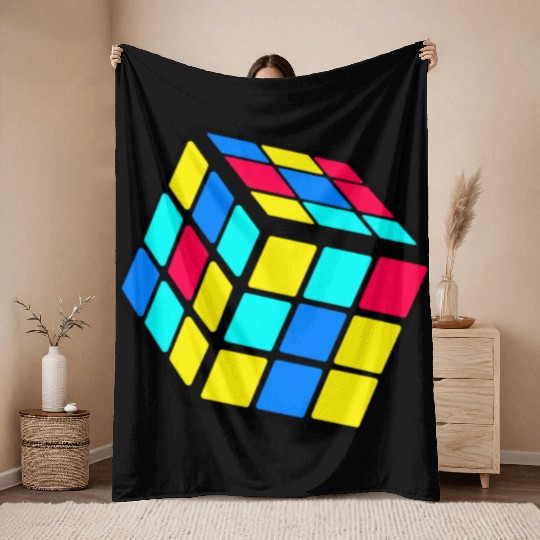 90s 80 Trendy Nostalgia Cube Throw Blankets