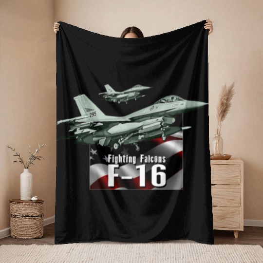 F-16 Fighter Jet Throw Blankets