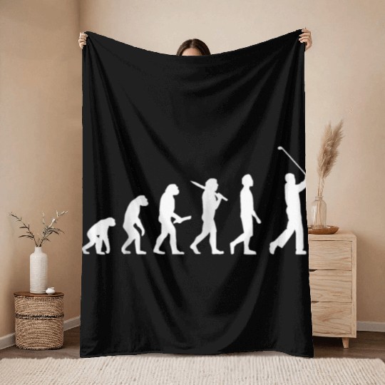 Funny Golf Evolution For Golfers Golf Players Throw Blankets