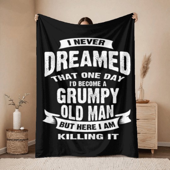 A Grumpy Old Man Funny Throw Blankets