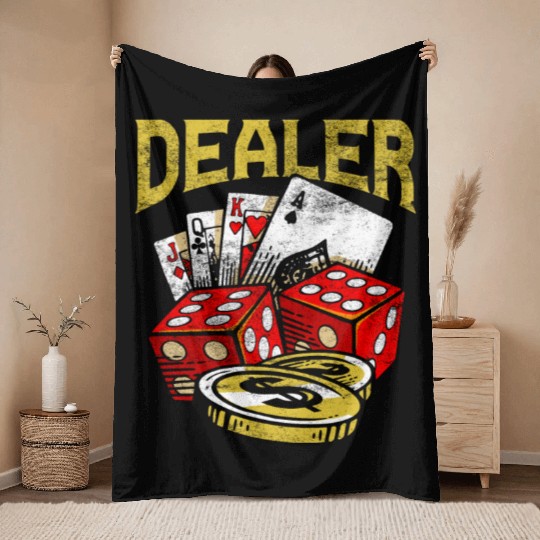 Casino Gambling Dealer Texas Holdem Poker Throw Blankets