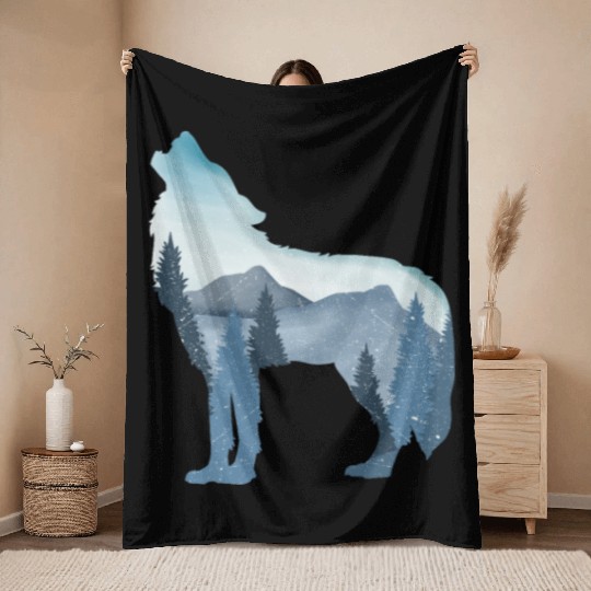 Alpha Wolf Art - Nature Background Throw Blankets
