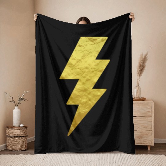 Lightning Bolt Throw Blankets Gold Printed Top