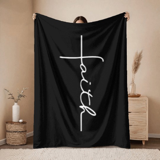 Faith Cross Christian Hooded Jesus Bible Throw Blankets