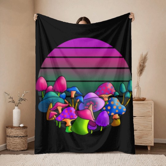 de and Seek Challenge Accepted Fungi Mushroom Throw Blankets