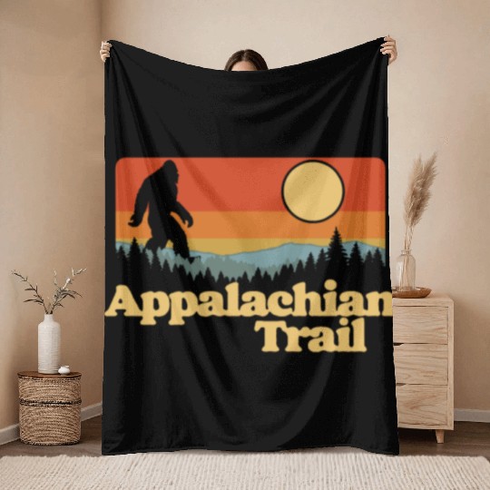 Appalachian Trail Bigfoot Outdoor Lover Vintage 80 Throw Blankets