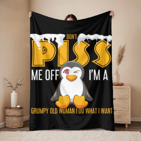 Penguin Gifts I'm A Grumpy Old Woman I Do What I W Throw Blankets