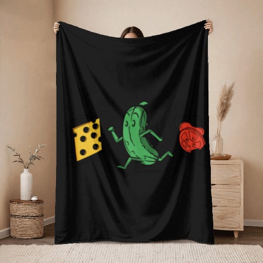Baseball Pickle Runner Tomato Cheese Sandwich Joke Throw Blankets
