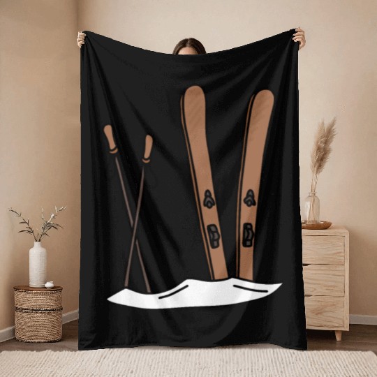 SKIING | Snow Ski Skier Skilife | Winter Mountain Throw Blankets