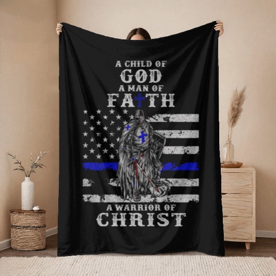 Police Officer Knight Templar A Child Of God A Man Throw Blankets