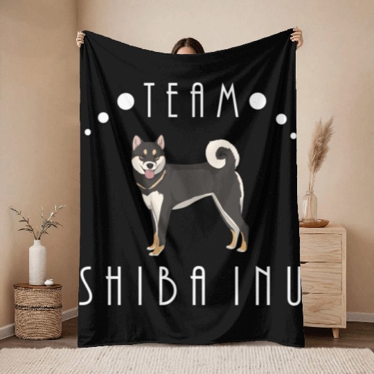 Team Shiba Inu - Black and Tan Throw Blankets