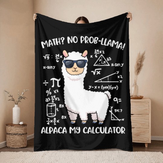 Math Llama Funny Teacher Gift Throw Blankets