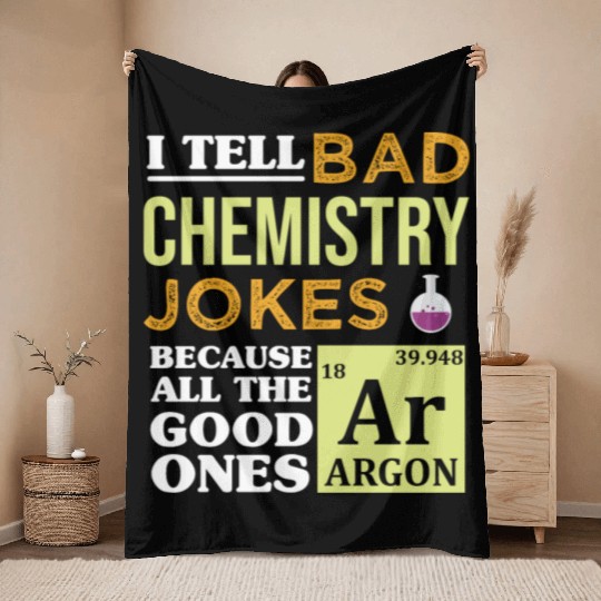 Funny Science Argon Periodic Table Chemistry Jokes Throw Blankets