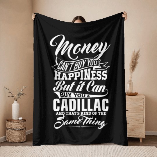 MONEY AND CADILLAC W Throw Blankets