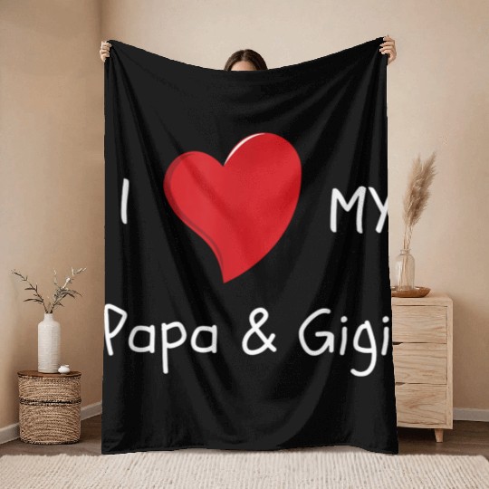 I Love My Papa Gigi Throw Blankets