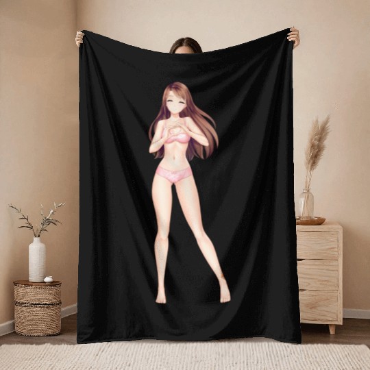 hen Manga Anime Waifu japanese sexy Girl Ahegao Throw Blankets