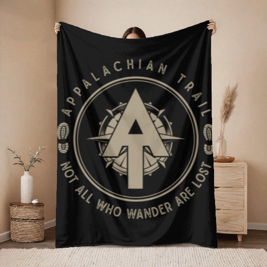 Appalachian Trail Logo Hiking Wander in the US Throw Blankets