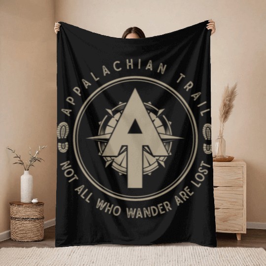 Appalachian Trail Logo Hiking Wander in the US Throw Blankets