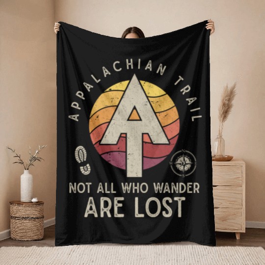 Appalachian Trail Logo Hiking Wander in the US Throw Blankets