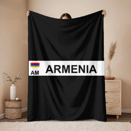 Realistic Armenia License Plate Sticker Throw Blankets