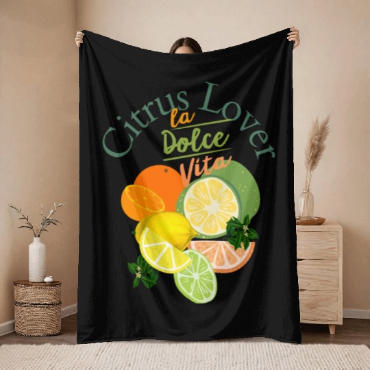 Citrus Lover la Dolce Vita Throw Blankets