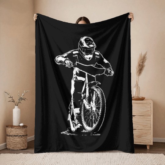 Motorcycle Speedway Racing Throw Blankets