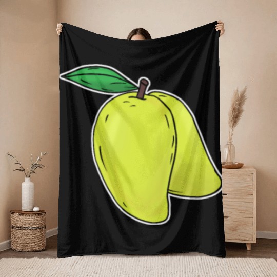 Mango hand drawn fruits summer Throw Blankets