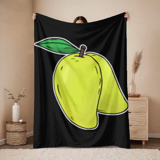 Mango hand drawn fruits summer Throw Blankets