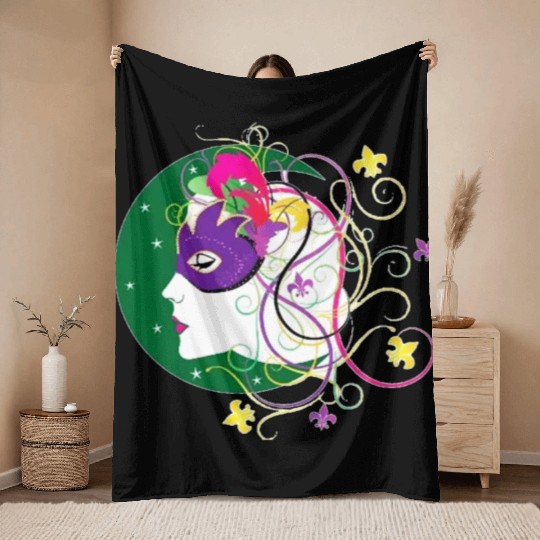 krewe of Nyx - Mardi Gras New Orleans Carnaval Throw Blankets