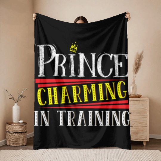 Prince Charming In Training Crown King Queen Throw Blankets