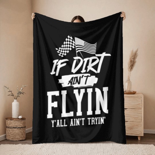 Dirt Track Racing Gift Sprint Car Racing Throw Blankets