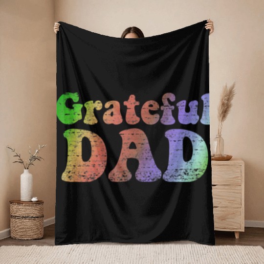 Mens Grateful Dad Throw Blankets Vintage Fathers Day