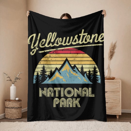 Vintage Retro YStone National Park Throw Blankets