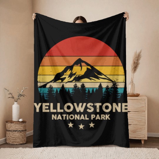 Vintage YStone - National Park Retro Souvenir Throw Blankets