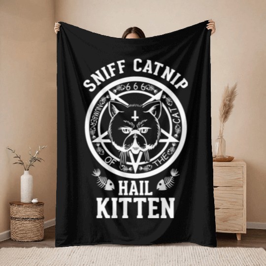 High Cat Sniff Catnip Hail Kitten Throw Blankets