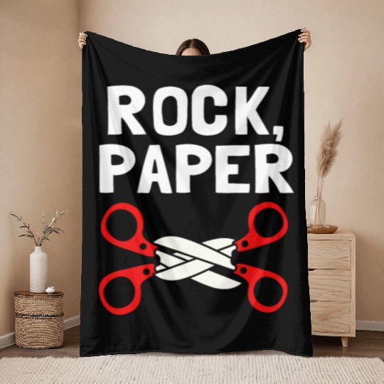 Rock Paper Scissors Lesbian LGBT LGBTQ Throw Blankets