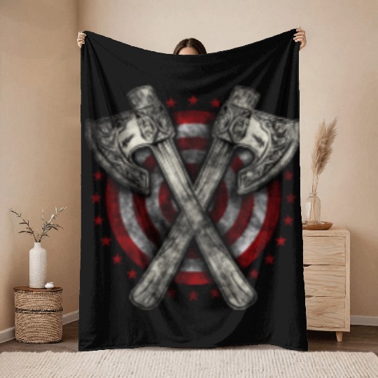 Hatchet Lumberjack Axe Throwing Pocket Throw Blankets