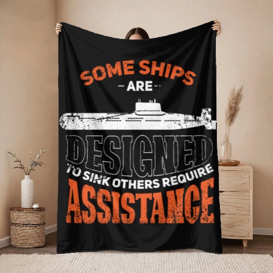 Military Submarine Veteran Gift US Submarine Sink Throw Blankets