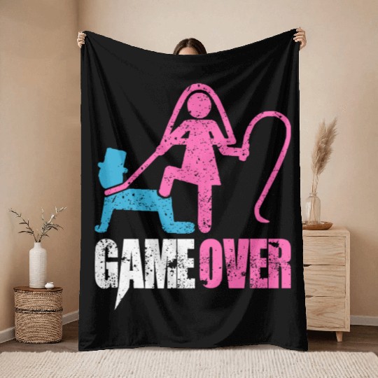 Funny Bride and Groom Meme & Quote Throw Blankets "Game