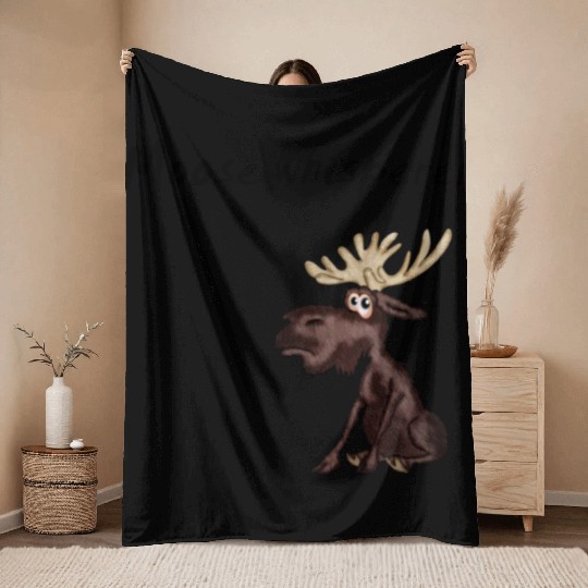 Moose whisperer Throw Blankets