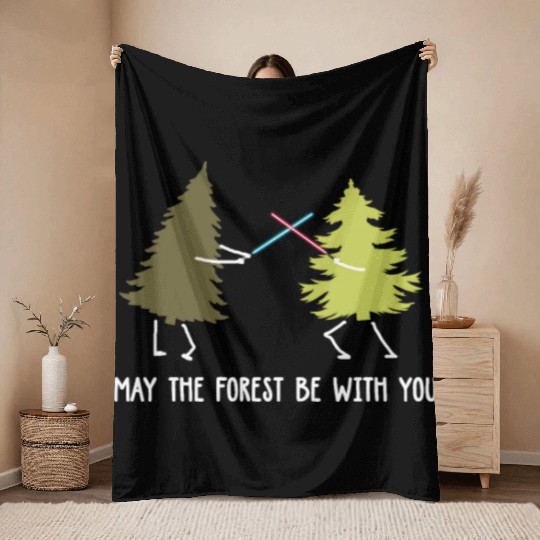 May the forest be with you Throw Blankets