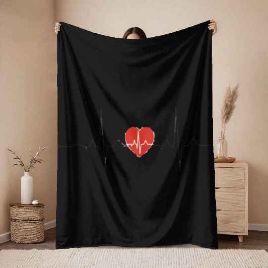 heart beat Throw Blankets