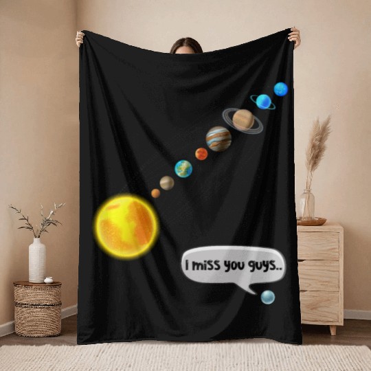 Funny Pluto and Solar System Space Science Gift Throw Blankets
