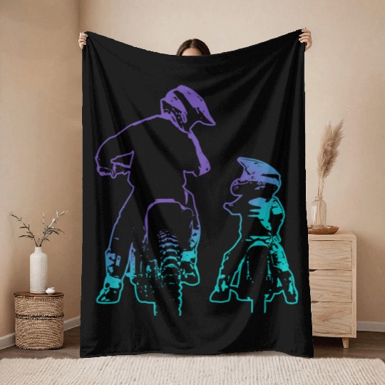 Dirt Bike Dad and Son Motocross Biking Throw Blankets