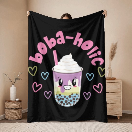 Bubble Boba Tea Throw Blankets