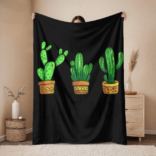 Plant Mom Funny Cactus Succulent Throw Blankets