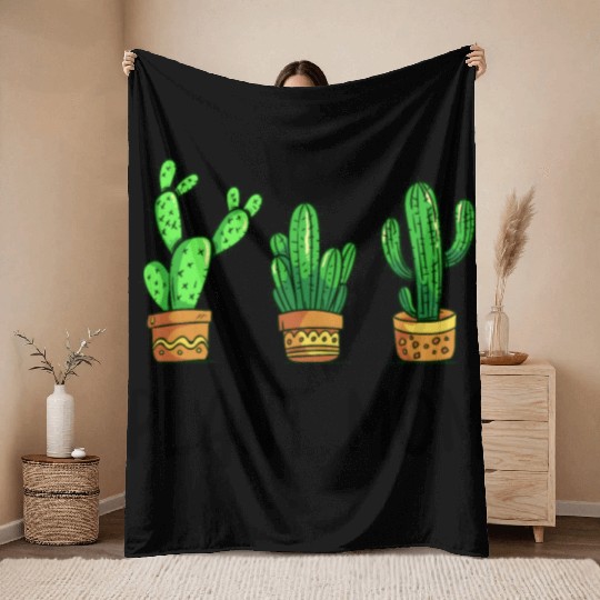 Plant Mom Funny Cactus Succulent Throw Blankets