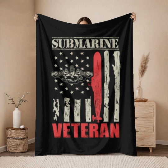 US Military Submarine Gift For A Veteran Throw Blankets