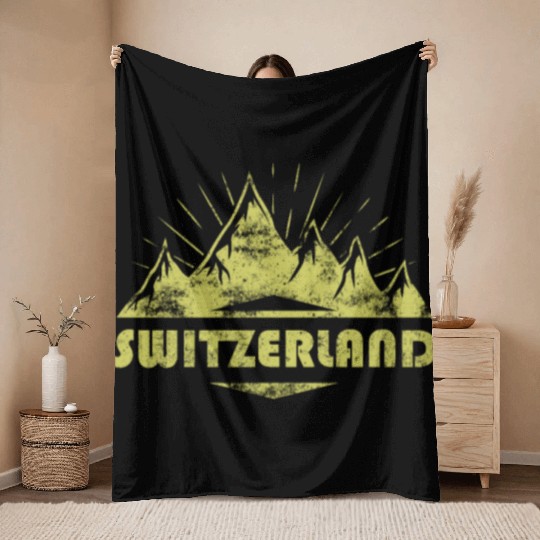 Swiss Mountains And Alps Switzerland Throw Blankets