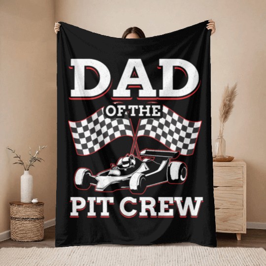 Dad Of The Pit Crew Race Car Racing Throw Blankets